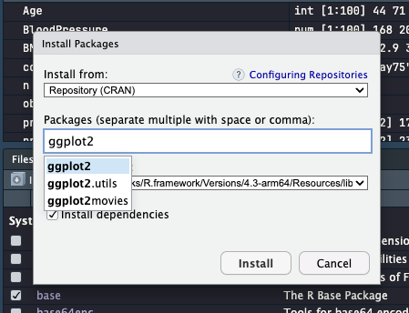 There is no package called ‘ggplot2’ in RStudio